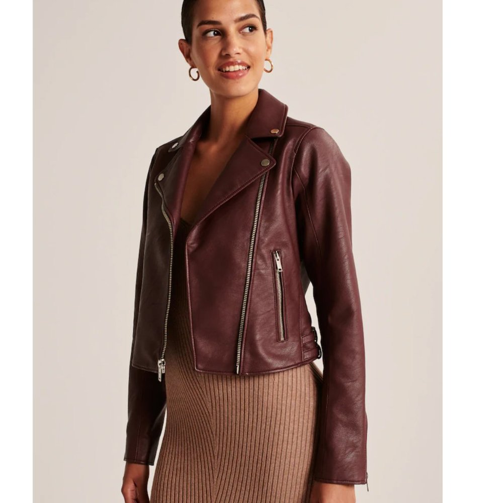 NEW Abercrombie (A&F) Leather Moto Jacket - Picture 3 of 15